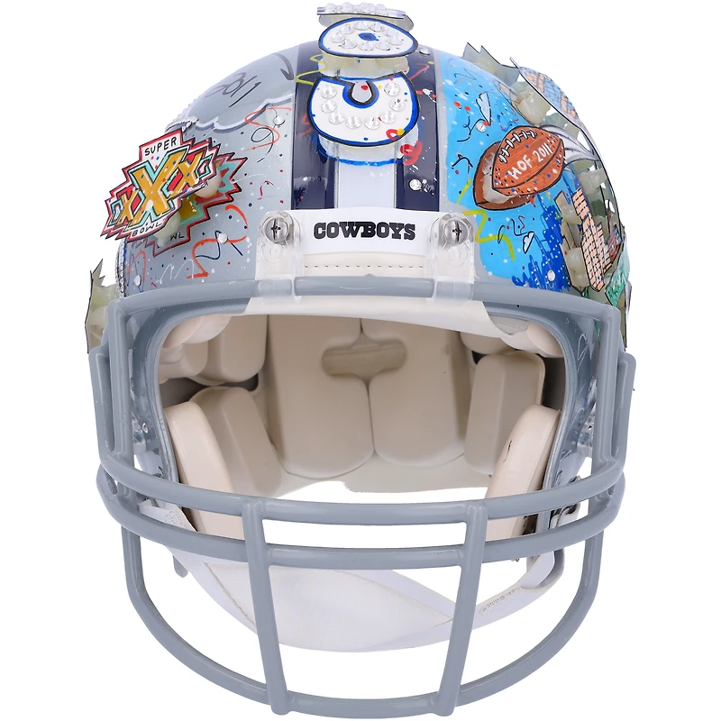 Deion Sanders Dallas Cowboys Autographed Riddell VSR4 Authentic Helmet with "HOF 2011" Inscription - Art by Charles Fazzino - RG13320877