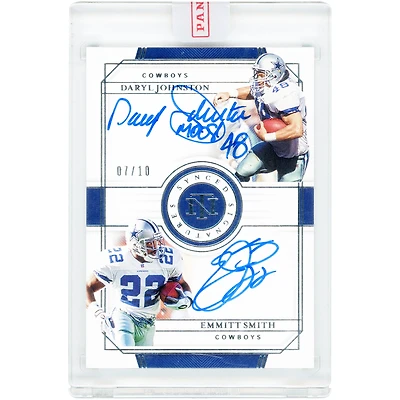 Emmitt Smith & Daryl Johnston Dallas Cowboys Autographed 2019 Panini National Treasures Synced Signatures #SS-DC2 #7/10 Card