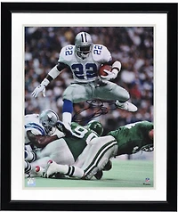 Photo dédicacée d'Emmitt Smith (Dallas Cowboys) - Course de haies contre les Eagles de Philadelphie (40 x 50 cm)