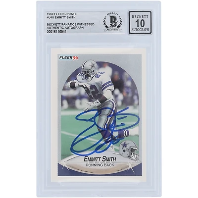 Carte de recrue autographiée de 1990 de Emmitt Smith Dallas Cowboys #U-40 Beckett Fanatics a été témoin d'une mise à jour authentifiée de 10