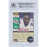 Carte de recrue numéro 101 autographiée par Emmitt Smith des Dallas Cowboys, carte de score supplémentaire n° 101 de Beckett, authentifiée et témoin des fanatiques