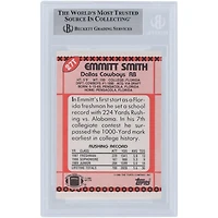 Carte de recrue authentifiée autographiée par Emmitt Smith des Dallas Cowboys, Topps Traded #27T Beckett, 1990