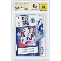 Carte autographiée par Emmitt Smith (Dallas Cowboys) - Collection Panini Playoff Contenders 2010 - Billets pour le Super Bowl n° 50 - Authentifiée BGS 9,5/10