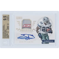 Carte Panini National Treasures 2012 autographiée par Emmitt Smith des Cowboys de Dallas, étiquette de blanchisserie usagée, relique n° 44, n° 8/15, BGS, 9,5/10, sous-catégories 9,5, 9,5, 9,5