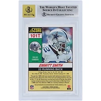 Carte Panini Score Tribute '90 autographiée par Emmitt Smith Dallas Cowboys 2018, réimpression n° 101T n° 14/25 BGS authentifiée 8,5/10 - Sous-grades 8,9,9,5,9,5