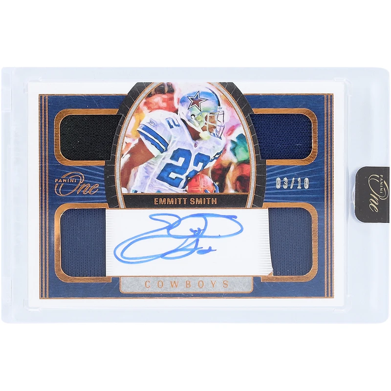 Emmitt Smith Dallas Cowboys Autographed 2021 Panini One Quad Relic #52 #3/10 Card
