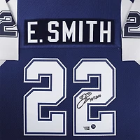 Emmitt Smith Dallas Cowboys Autographed Framed Navy Mitchell & Ness 1995 Throwback Jersey with "HOF 2010" Inscription