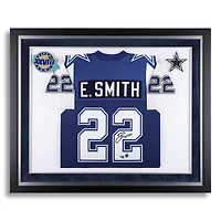 Emmitt Smith Dallas Cowboys Autographed Framed Navy Mitchell & Ness 1995 Throwback Jersey with "HOF 2010" Inscription