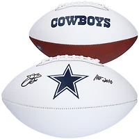 Ballon de football Franklin White Panel autographié par Emmitt Smith des Dallas Cowboys avec l'inscription « HOF 2010 »