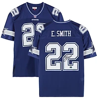 Emmitt Smith Dallas Cowboys Autographed Mitchell and Ness Blue Authentic Jersey with "HOF 2010" Inscription