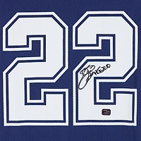 Maillot authentique bleu autographié par Emmitt Smith des Cowboys de Dallas, Mitchell et Ness, avec inscription « HOF 2010 »