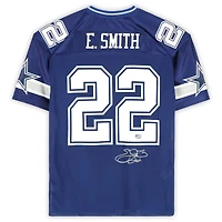 Maillot authentique Mitchell & Ness 1996 bleu marine autographié par Emmitt Smith des Cowboys de Dallas - Signature sur tissu