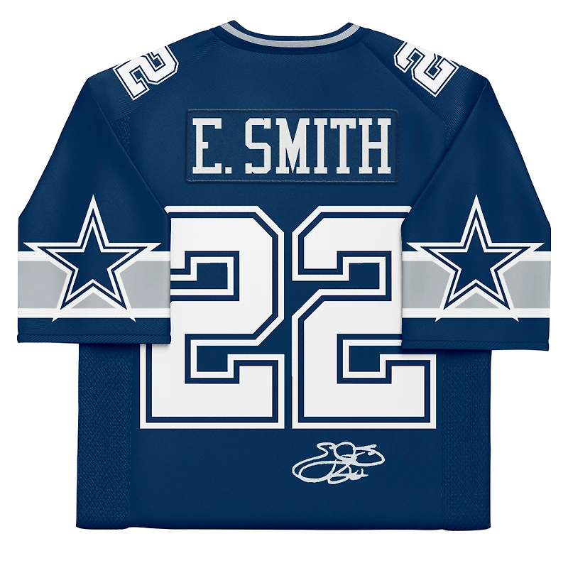 Maillot authentique Mitchell & Ness 1996 bleu marine autographié par Emmitt Smith des Cowboys de Dallas - Signature sur tissu