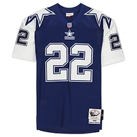 Emmitt Smith Dallas Cowboys autographié Navy Mitchell & Ness authentique 1995 Throwback Jersey avec inscription « HOF 2010 »