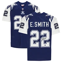 Emmitt Smith Dallas Cowboys autographié Navy Mitchell & Ness authentique 1995 Throwback Jersey avec inscription « HOF 2010 »