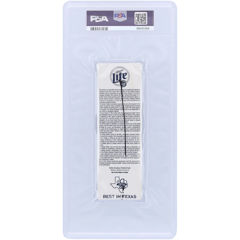 Passes autographiées d'Emmitt Smith Dallas Cowboys Walter Payton devient le meilleur rusher de tous les temps de la NFL Billet authentifié PSA 4/10 du 27 octobre 2002 avec l'inscription « All-Time Leading Rusher »