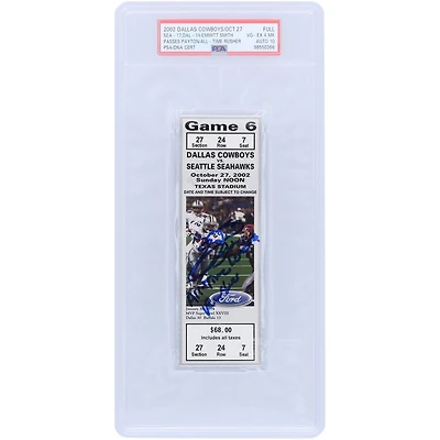 Emmitt Smith Dallas Cowboys Autographed Passes Walter Payton to become the NFL's all-time leading rusher PSA Authenticated 4/10 Ticket from October 27, 2002 with "All-Time Leading Rusher" Inscription