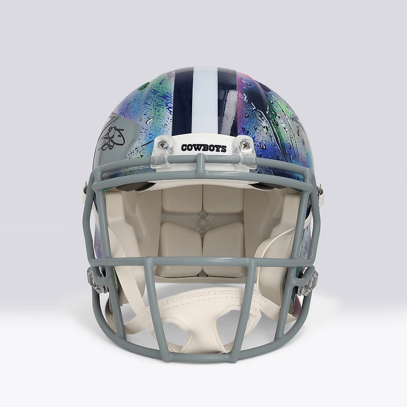 Emmitt Smith Dallas Cowboys Autographed Riddell Speed Authentic Helmet - Art by Shawn Voelker - NF70444443