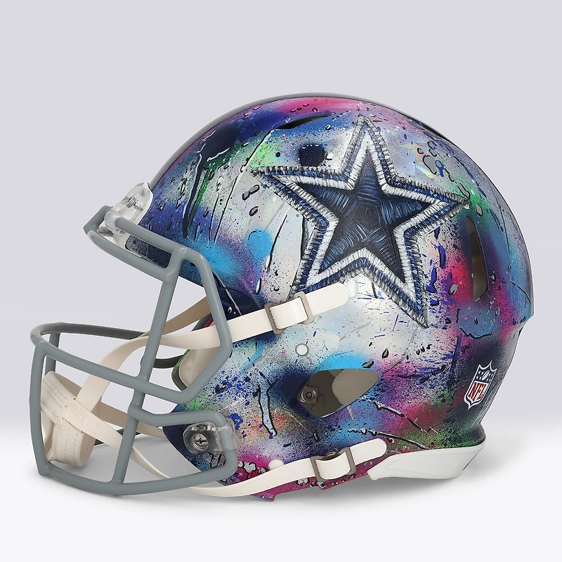 Emmitt Smith Dallas Cowboys Autographed Riddell Speed Authentic Helmet - Art by Shawn Voelker - NF70444443