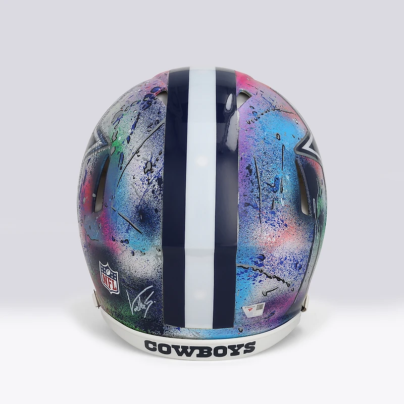 Emmitt Smith Dallas Cowboys Autographed Riddell Speed Authentic Helmet - Art by Shawn Voelker - NF70444443