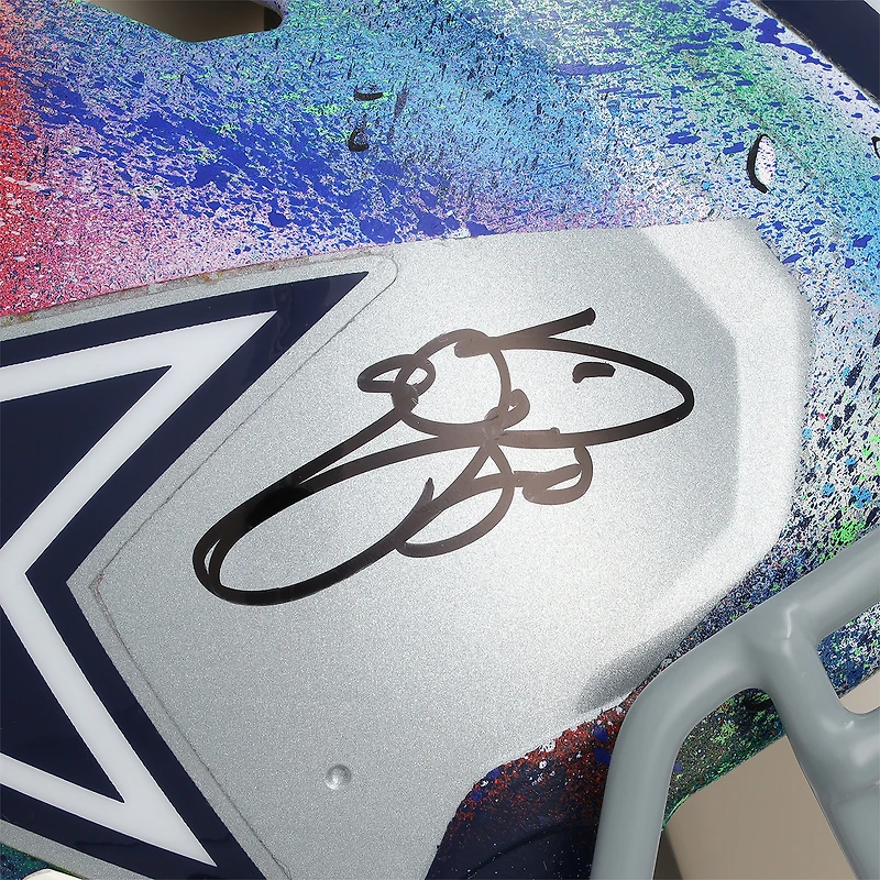 Emmitt Smith Dallas Cowboys Autographed Riddell Speed Authentic Helmet - Art by Shawn Voelker - NF70444443