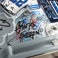 Emmitt Smith Dallas Cowboys Autographed Riddell Speed Authentic Helmet with "HOF 2010" Inscription - Art by Charles Fazzino - NF70444382