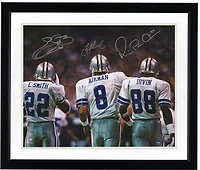 Emmitt Smith Michael Irvin & Troy Aikman Dallas Cowboys Autographed 16" x 20" Backshot Photograph