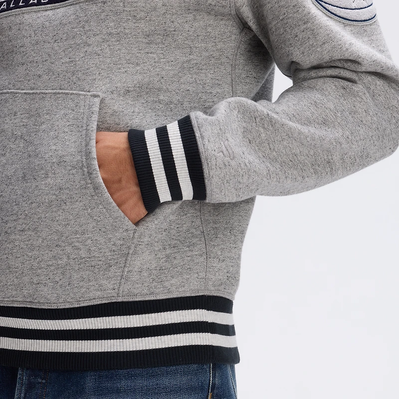 Fanatics Heather Gray Dallas Cowboys IconicFleece Tipped Hoodie