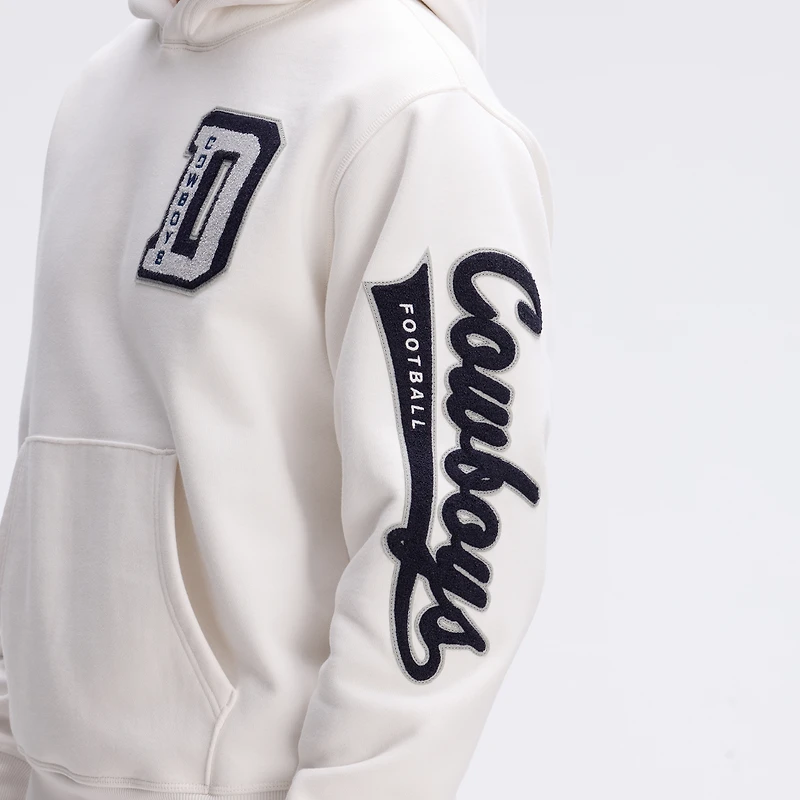 Fanatics Oatmeal Dallas Cowboys IconicFleece Letterman Hoodie