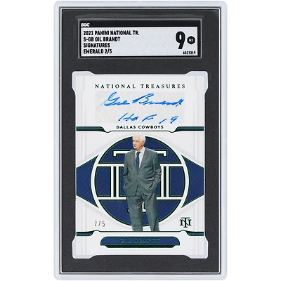 Gil Brandt Dallas Cowboys Autographed 2021 Panini National Treasures Emerald Signatures #S-GB #2/5 SGC Authenticated 9 Card with "HOF 19" Inscription