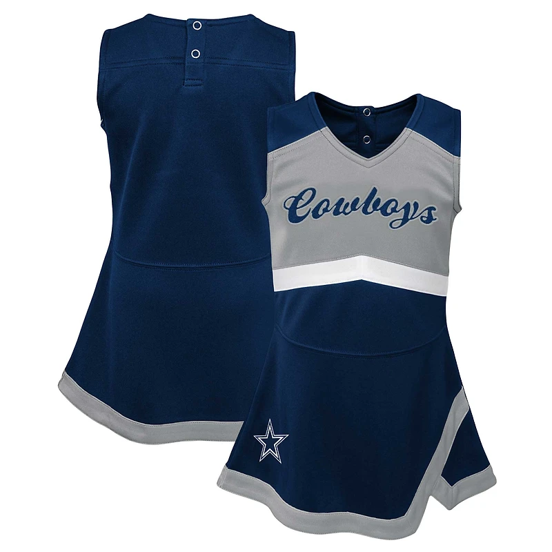 Robe-salopette bleu marine pour bébé fille, motif capitaine des pom-pom girls Dallas Cowboys