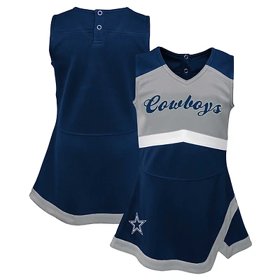Robe-salopette bleu marine pour bébé fille, motif capitaine des pom-pom girls Dallas Cowboys