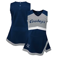 Robe-salopette bleu marine pour bébé fille, motif capitaine des pom-pom girls Dallas Cowboys
