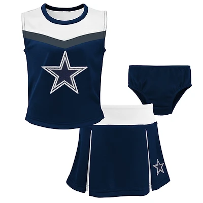 Ensemble deux pièces avec bloomer, style pom-pom girl des Dallas Cowboys, pour petites filles d'âge préscolaire (bleu marine)