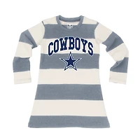 Girls Toddler Wes & Willy  Gray/White Dallas Cowboys Long Sleeve Rugby Tri-Blend Dress