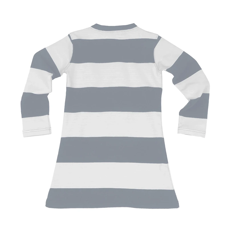Girls Toddler Wes & Willy  Gray/White Dallas Cowboys Long Sleeve Rugby Tri-Blend Dress