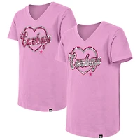T-shirt à col en V paillettes roses des Cowboys de Dallas New Era pour jeunes filles