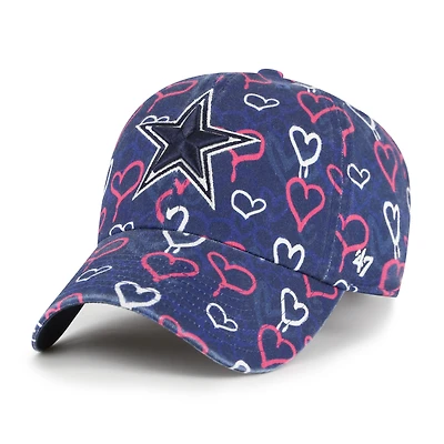 Casquette ajustable pour filles et jeunes filles, motif mural Dallas Cowboys « 47 » marine