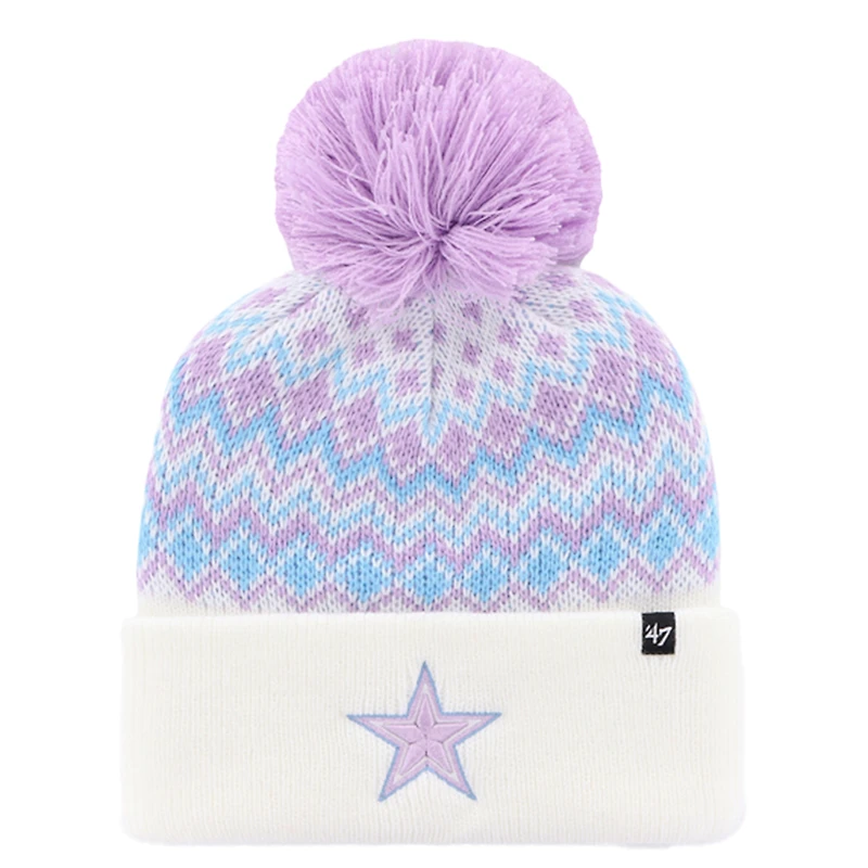 Girls Youth '47 White Dallas Cowboys Elsa Cuffed Knit Hat with Pom