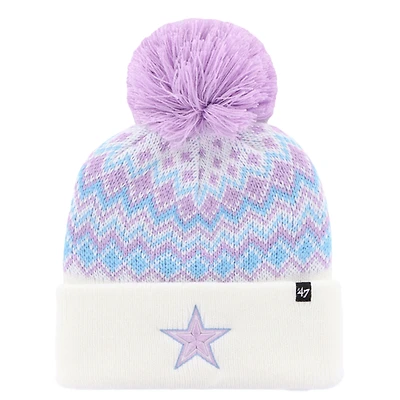 Girls Youth '47 White Dallas Cowboys Elsa Cuffed Knit Hat with Pom