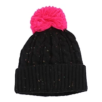 Girls Youth Black Dallas Cowboys Nep Yarn Cuffed Knit Hat with Pom