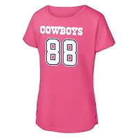 T-shirt rose pour jeunes filles CeeDee Lamb avec nom et numéro de joueur des Cowboys Dallas