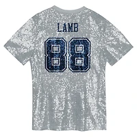Maillot de mode à paillettes argentées CeeDee Lamb Dallas Cowboys pour filles et jeunes, col en V