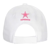 Casquette ajustable structurée entièrement blanche pour jeunes filles des Cowboys de Dallas