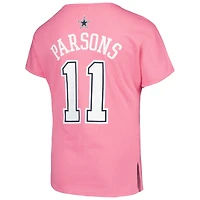 T-shirt rose avec nom et numéro de joueur des Cowboys Dallas Micah Parsons pour jeunes filles