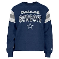 Sweat-shirt à paillettes blocs de couleurs bleu marine Dallas Cowboys New Era pour filles