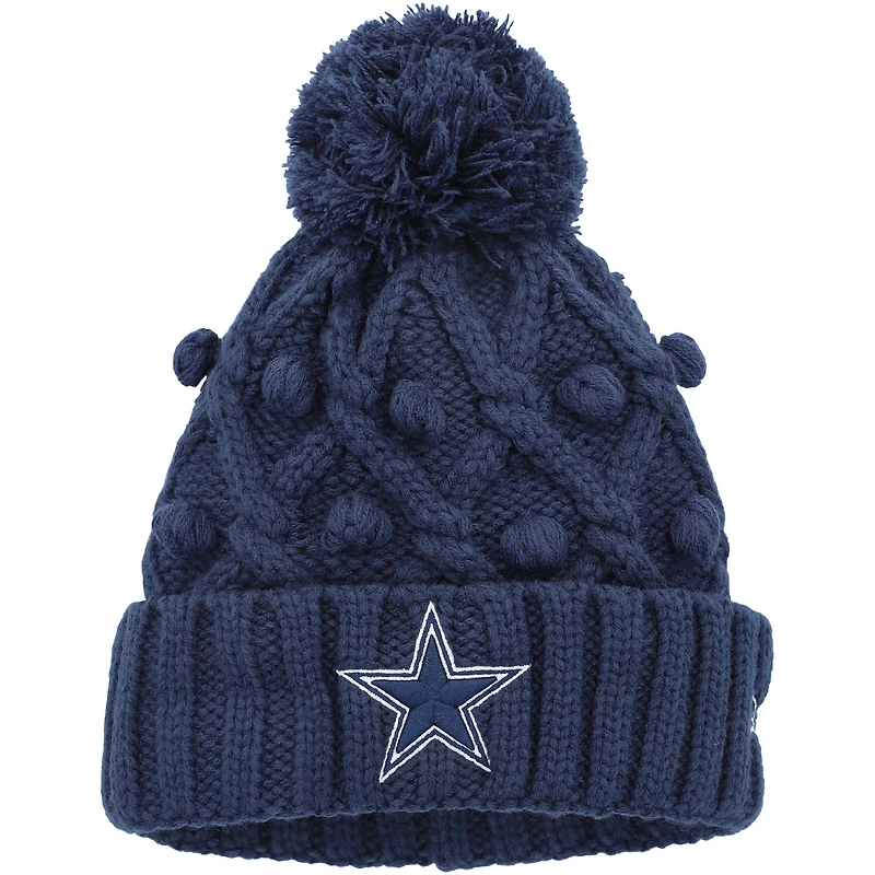 Bonnet en tricot Toasty à revers avec pompon des Dallas Cowboys New Era pour fille