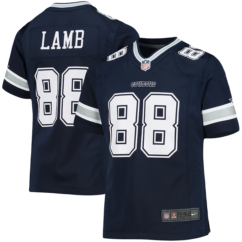 Maillot de match Nike CeeDee Lamb Navy pour jeunes filles des Cowboys Dallas