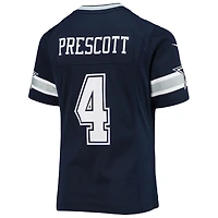 Maillot de jeu d'équipe Dallas Cowboys Nike Dak Prescott pour jeune fille, bleu marine