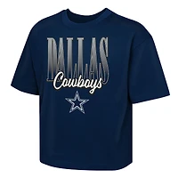 T-shirt bleu marine pour jeunes filles Outerstuff des Cowboys de Dallas Big City Boxy